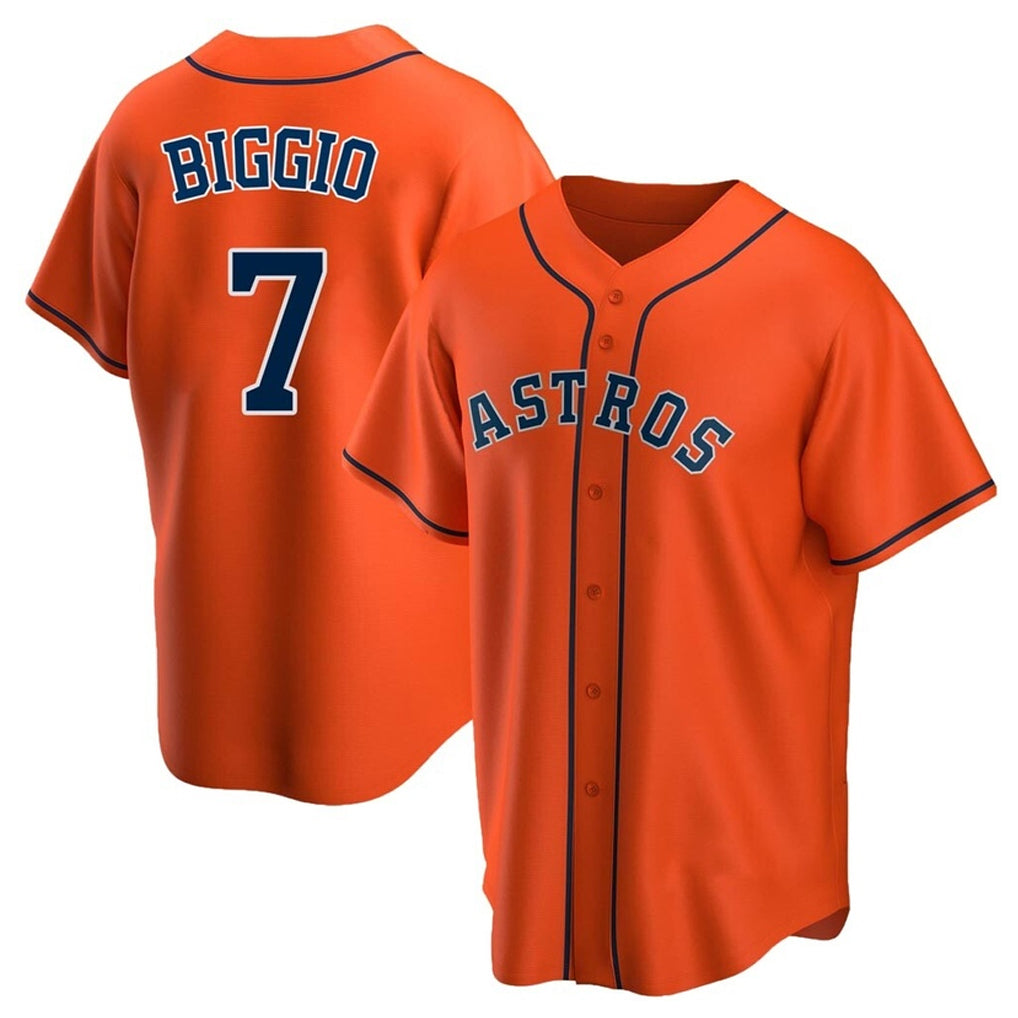 Davalo H.Astros #7 Craig Biggio Player Orange Home Game Stitched Jerseys