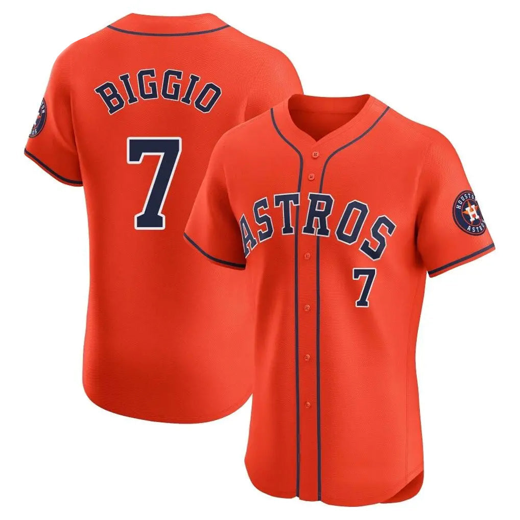 Davalo H.Astros #7 Craig Biggio Player Orange Home Limited Elite Stitched Jerseys