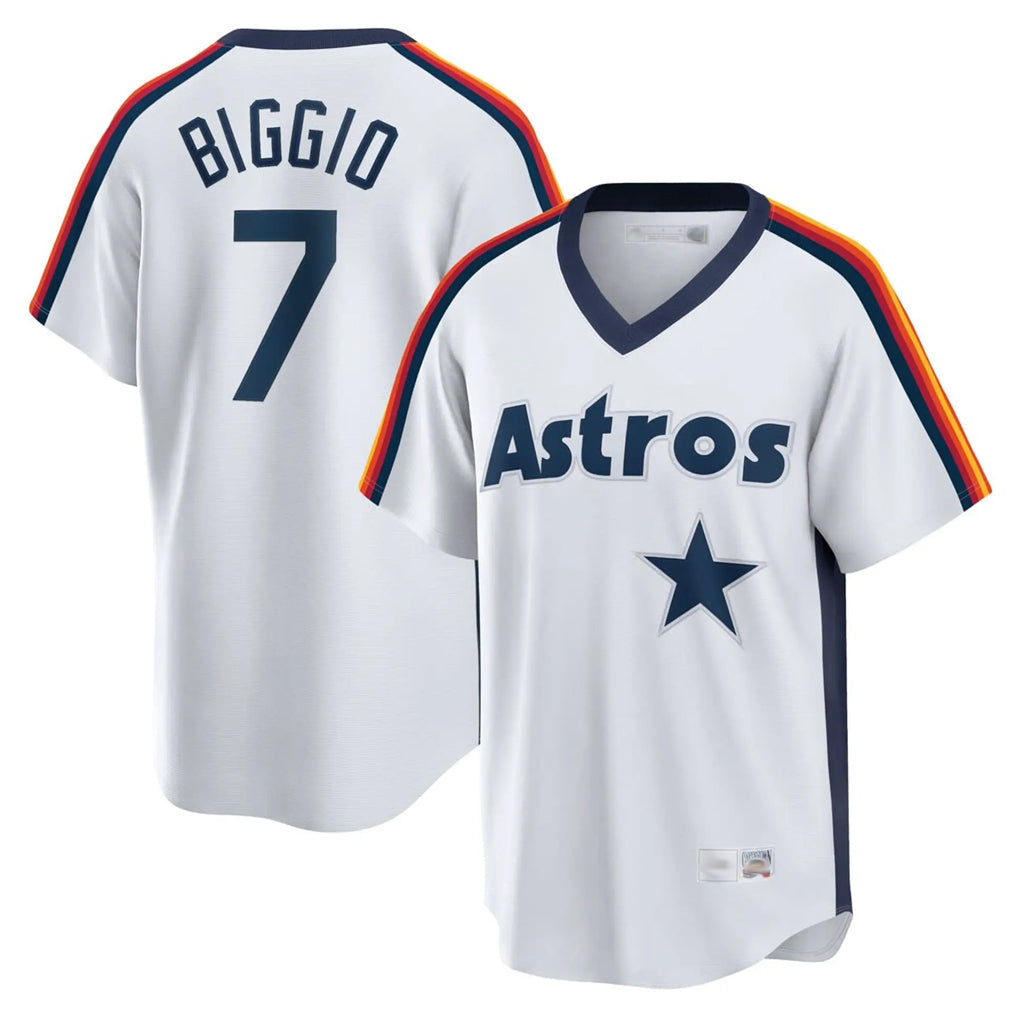 Davalo H.Astros #7 Craig Biggio Player White Cooperstown Collection T-shirt Stitched Jerseys