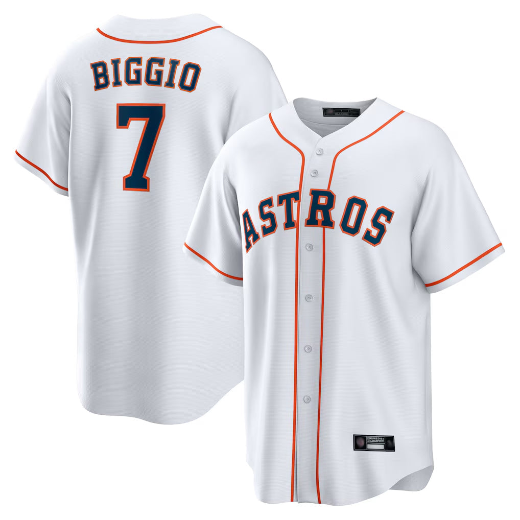 Davalo H.Astros #7 Craig Biggio Player White Home Game Stitched Jerseys