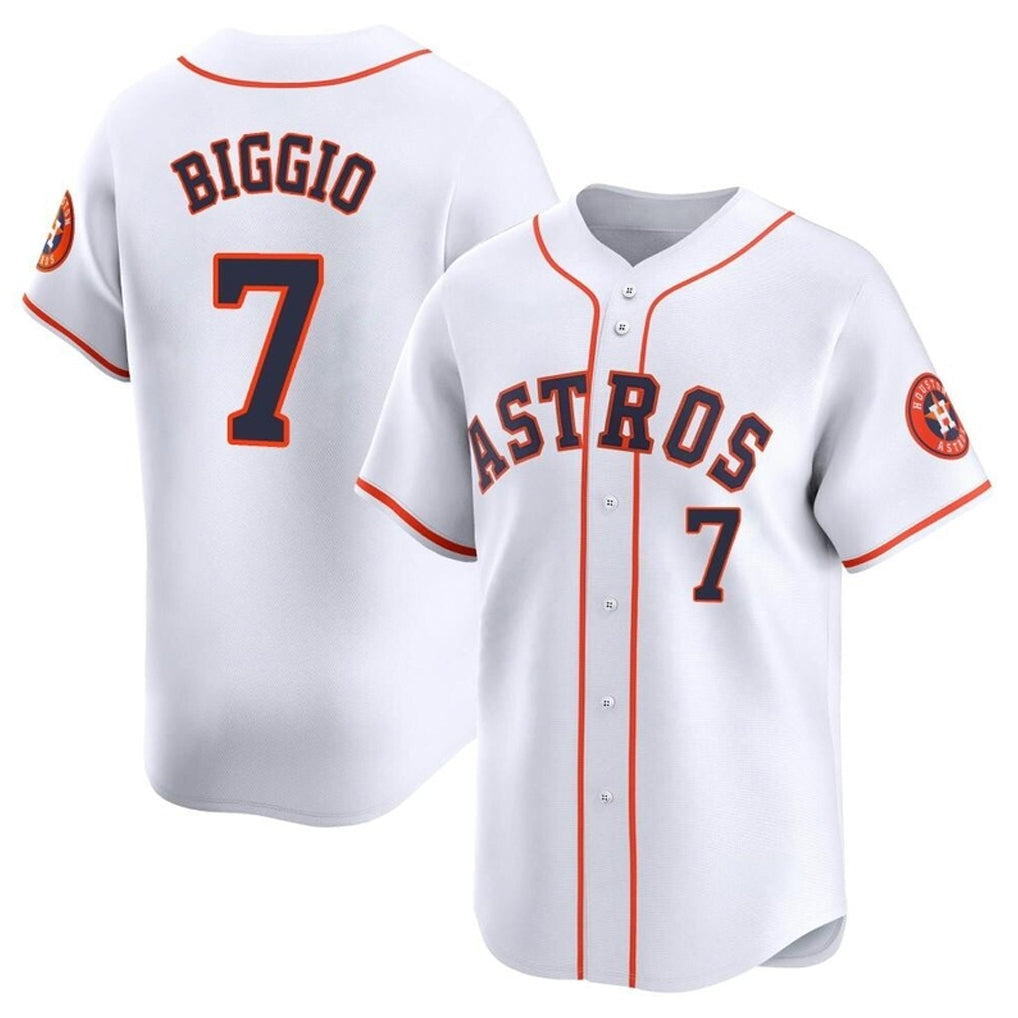 Davalo H.Astros #7 Craig Biggio Player White Home Limited Stitched Jerseys