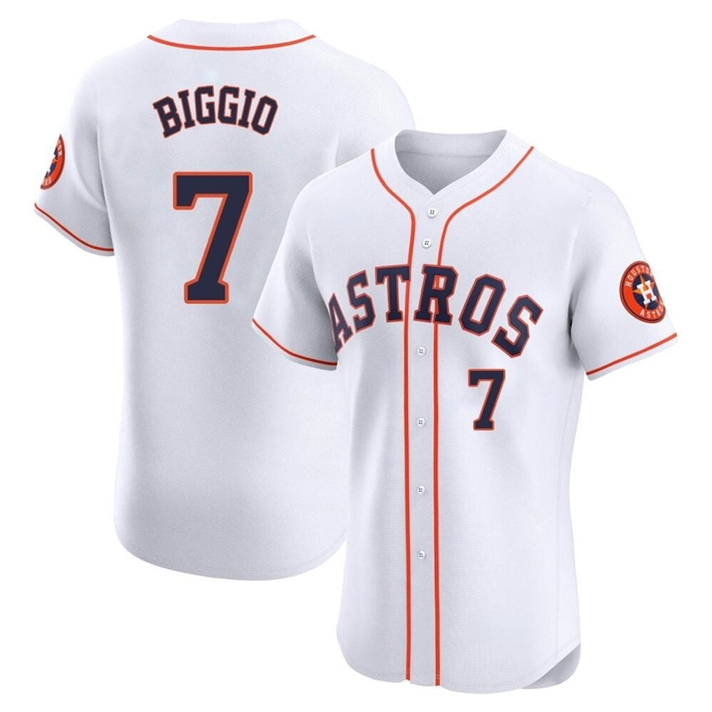 Davalo H.Astros #7 Craig Biggio Player White Limited Elite Home Stitched Jerseys