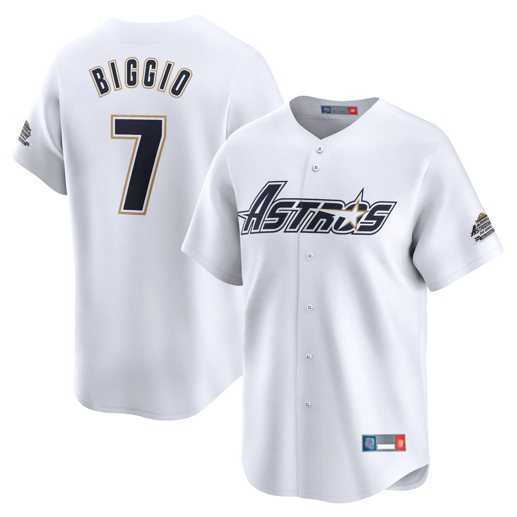 Davalo H.Astros #7 Craig Biggio Player White Throwback Cooperstown Collection Limited Stitched Jerseys