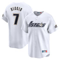 Davalo H.Astros #7 Craig Biggio Player White Throwback Cooperstown Collection Limited Stitched Jerseys
