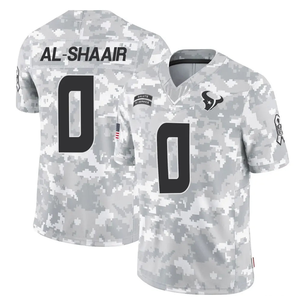 Davalo H.Texans #0 Azeez Al-Shaair Player Arctic Camo Salute To Service Limited Game Stitched Jerseys