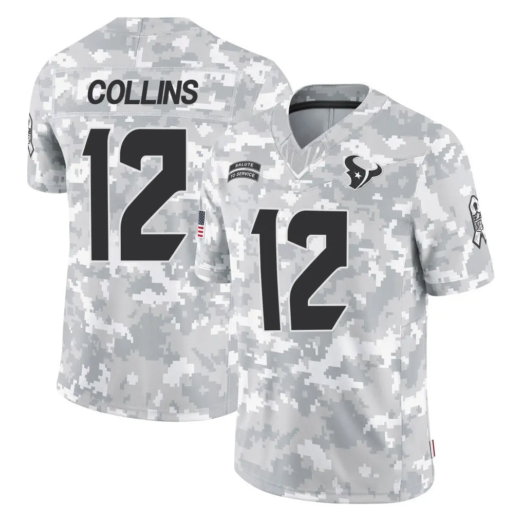 Davalo H.Texans #12 Nico Collins Player Arctic Camo Salute To Service Limited Game Stitched Jerseys