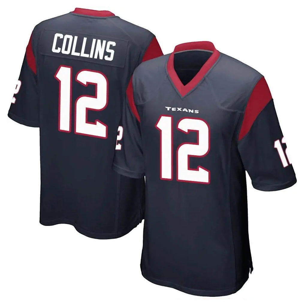 Davalo H.Texans #12 Nico Collins Player Navy Home Game Stitched Jerseys