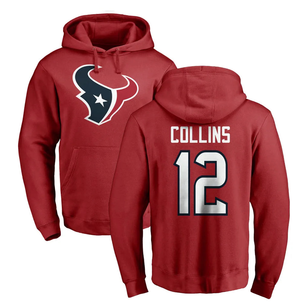 Davalo H.Texans #12 Nico Collins Player Red Pro Line Pullover Hoodie Limited Game Stitched Jerseys