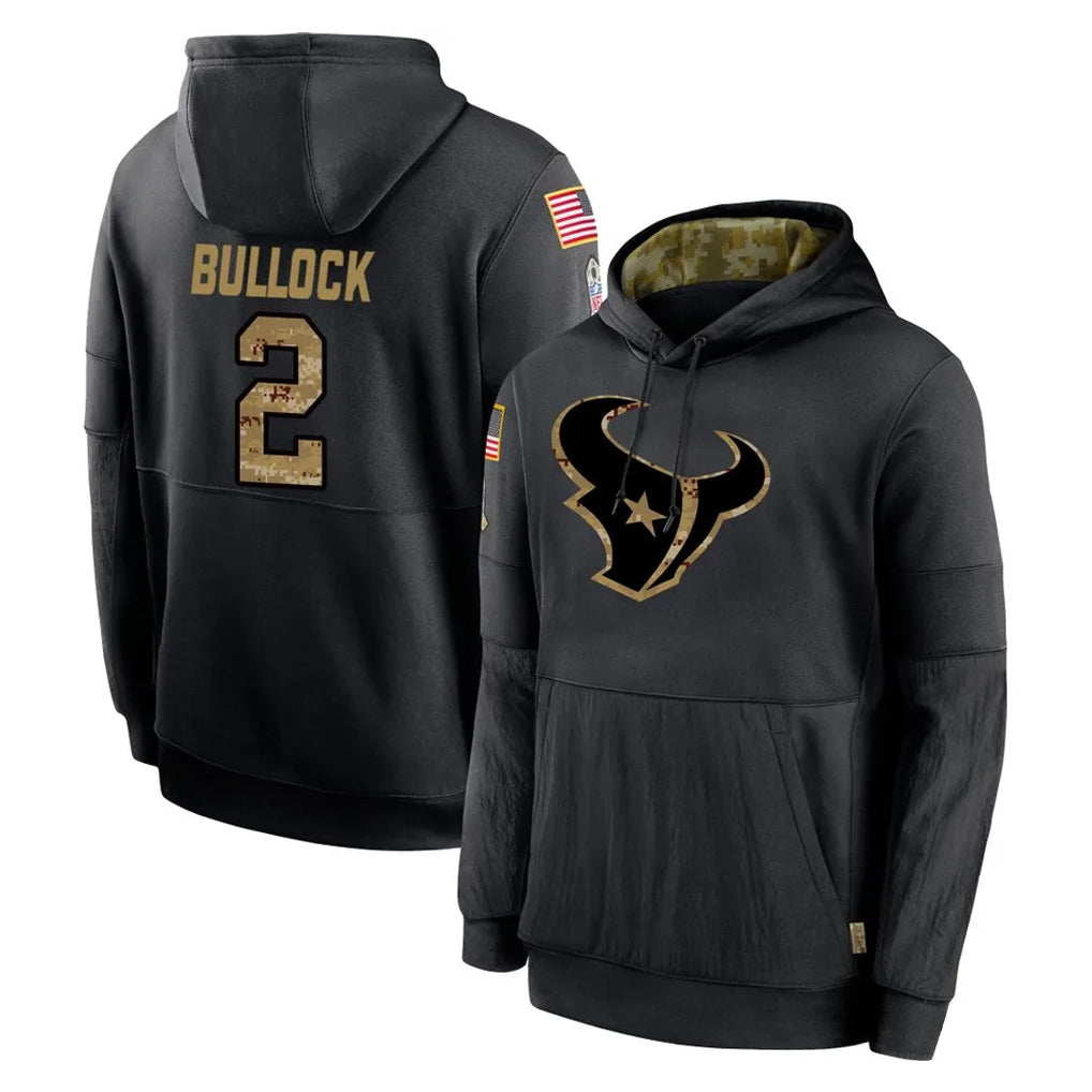 Davalo H.Texans #2 Calen Bullock Player Black Salute to Service Hoodies Limited Game Stitched Jerseys