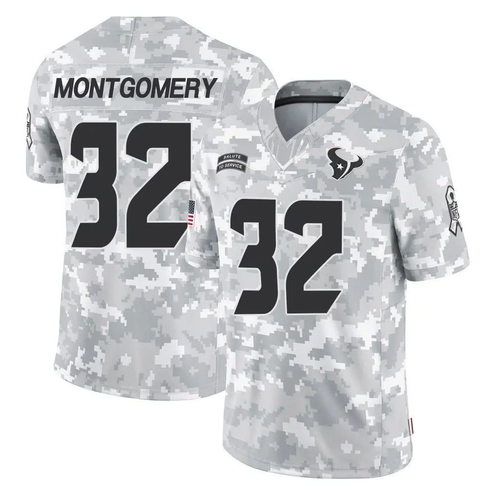 Davalo H.Texans #32 David Montgomery Player Arctic Camo Salute To Service Limited Game Stitched Jerseys