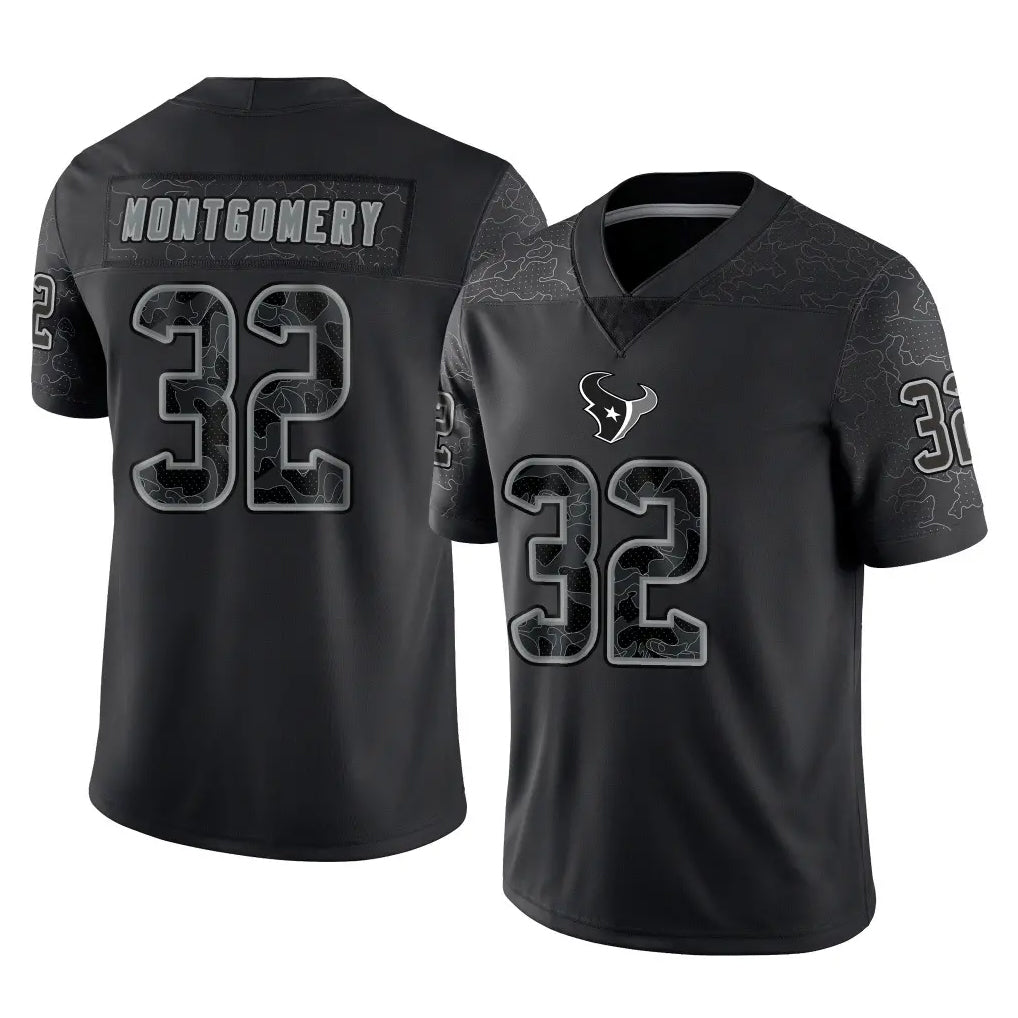 Davalo H.Texans #32 David Montgomery Player Black Reflective Limited Game Stitched Jerseys