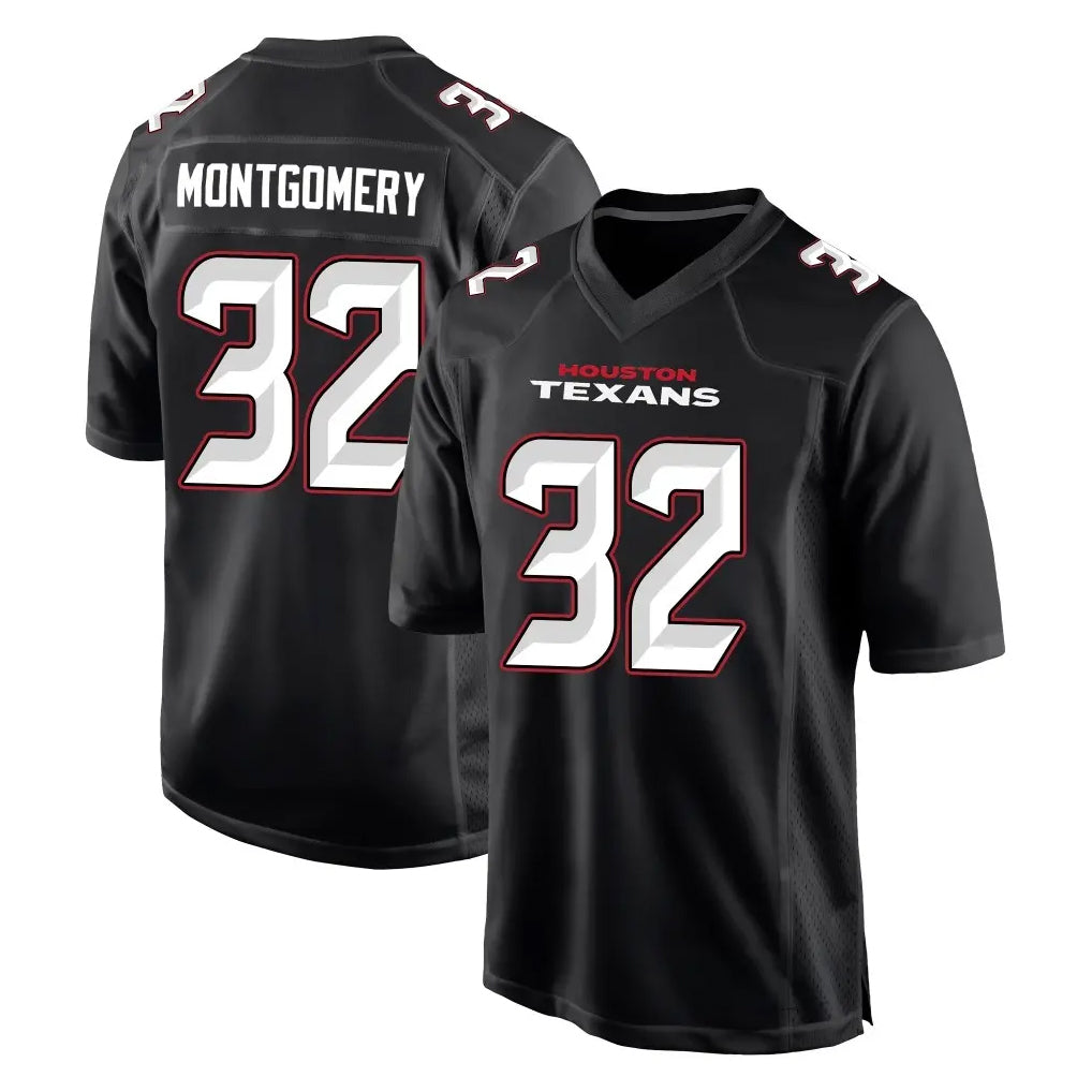 Davalo H.Texans #32 David Montgomery Player Carbon Black Fashion Home Game Stitched Jerseys
