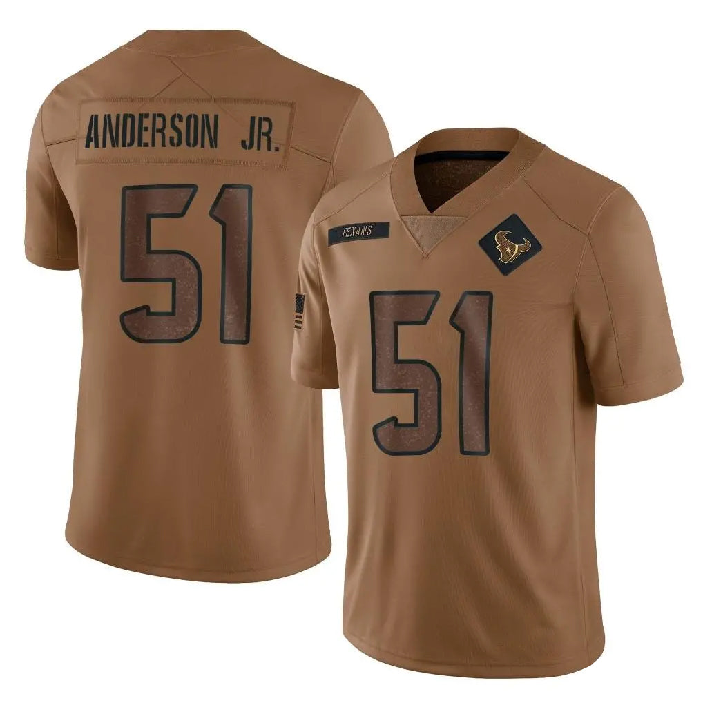 Davalo H.Texans #51 Will Anderson Jr. Player Brown Salute To Service Limited Stitched Jerseys