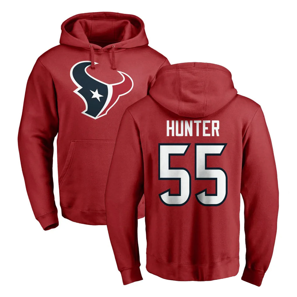 Davalo H.Texans #55 Danielle Hunter Player Red Pro Line Pullover Hoodie Limited Game Stitched Jerseys