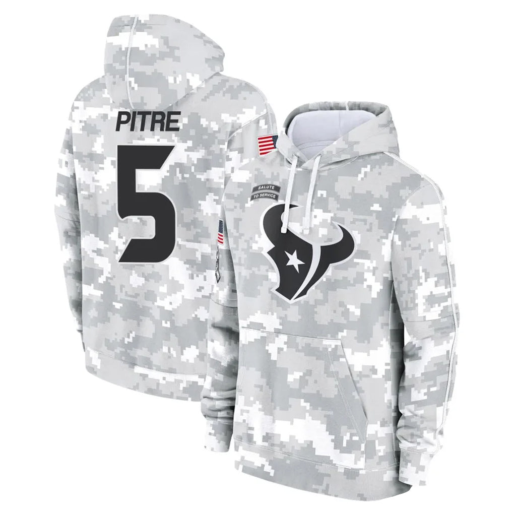 Davalo H.Texans #5 Jalen Pitre Player Arctic Camo Salute to Service Hoodies Limited Game Stitched Jerseys