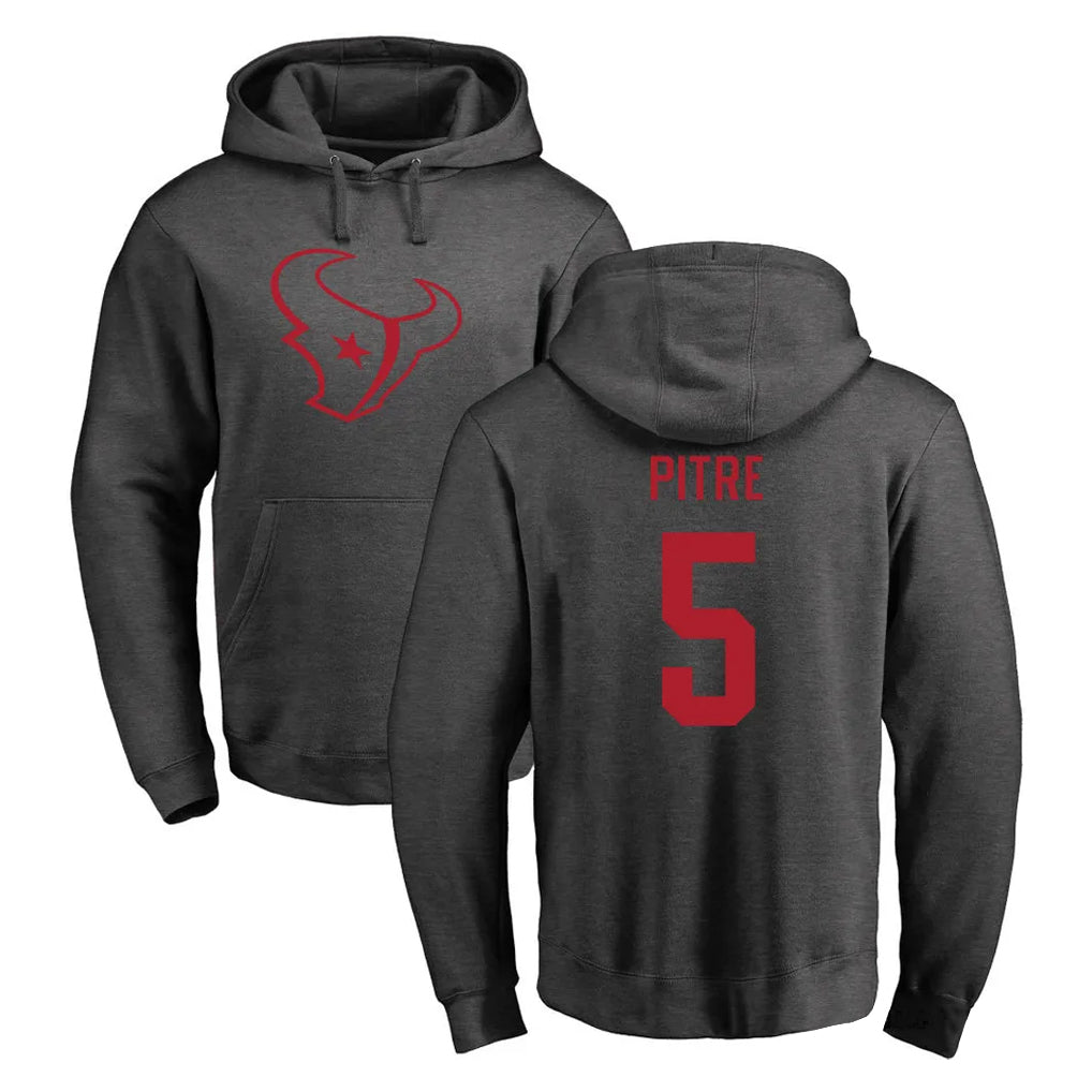 Davalo H.Texans #5 Jalen Pitre Player Gray Pro Line Pullover Hoodie Limited Game Stitched Jerseys