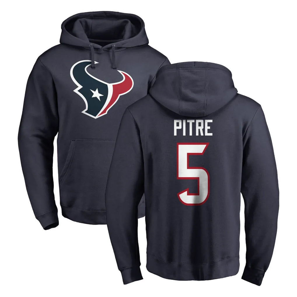 Davalo H.Texans #5 Jalen Pitre Player Navy Pro Line Pullover Hoodie Limited Game Stitched Jerseys
