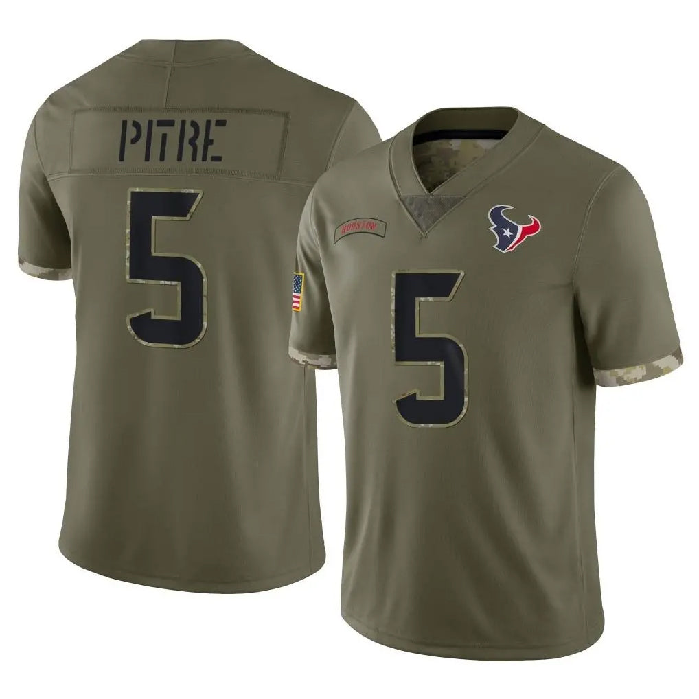 Davalo H.Texans #5 Jalen Pitre Player Olive Salute To Service Limited Stitched Jerseys