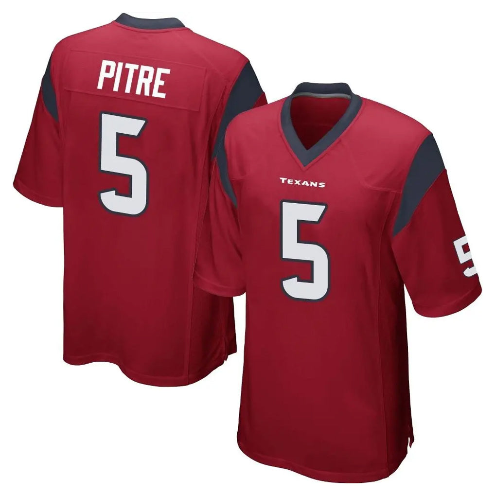 Davalo H.Texans #5 Jalen Pitre Player Red Home Game Stitched Jerseys