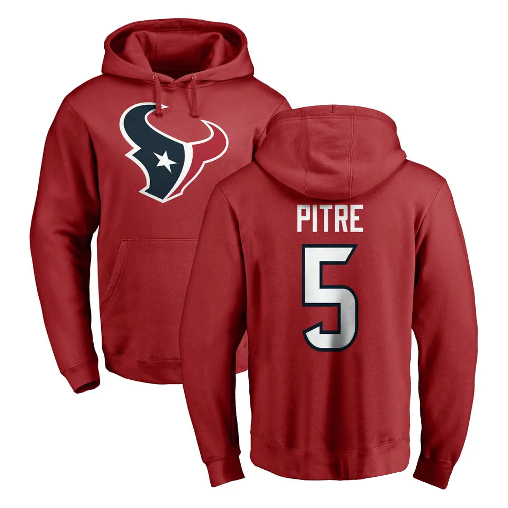 Davalo H.Texans #5 Jalen Pitre Player Red Pro Line Pullover Hoodie Limited Game Stitched Jerseys