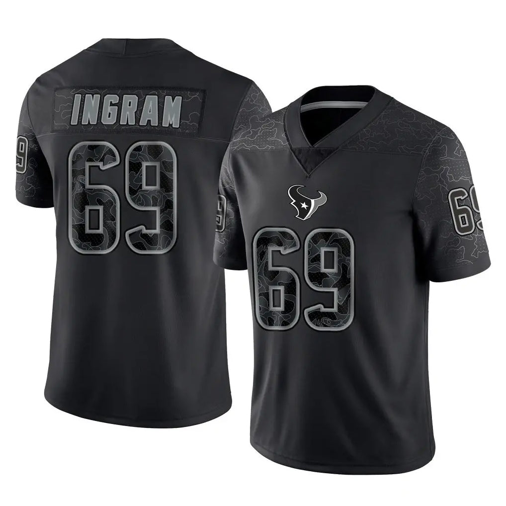 Davalo H.Texans #69 Ed Ingram Player Black Reflective Limited Game Stitched Jerseys