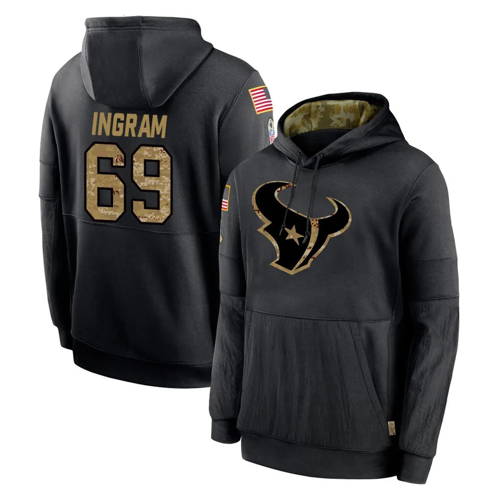 Davalo H.Texans #69 Ed Ingram Player Black Salute to Service Hoodies Limited Game Stitched Jerseys