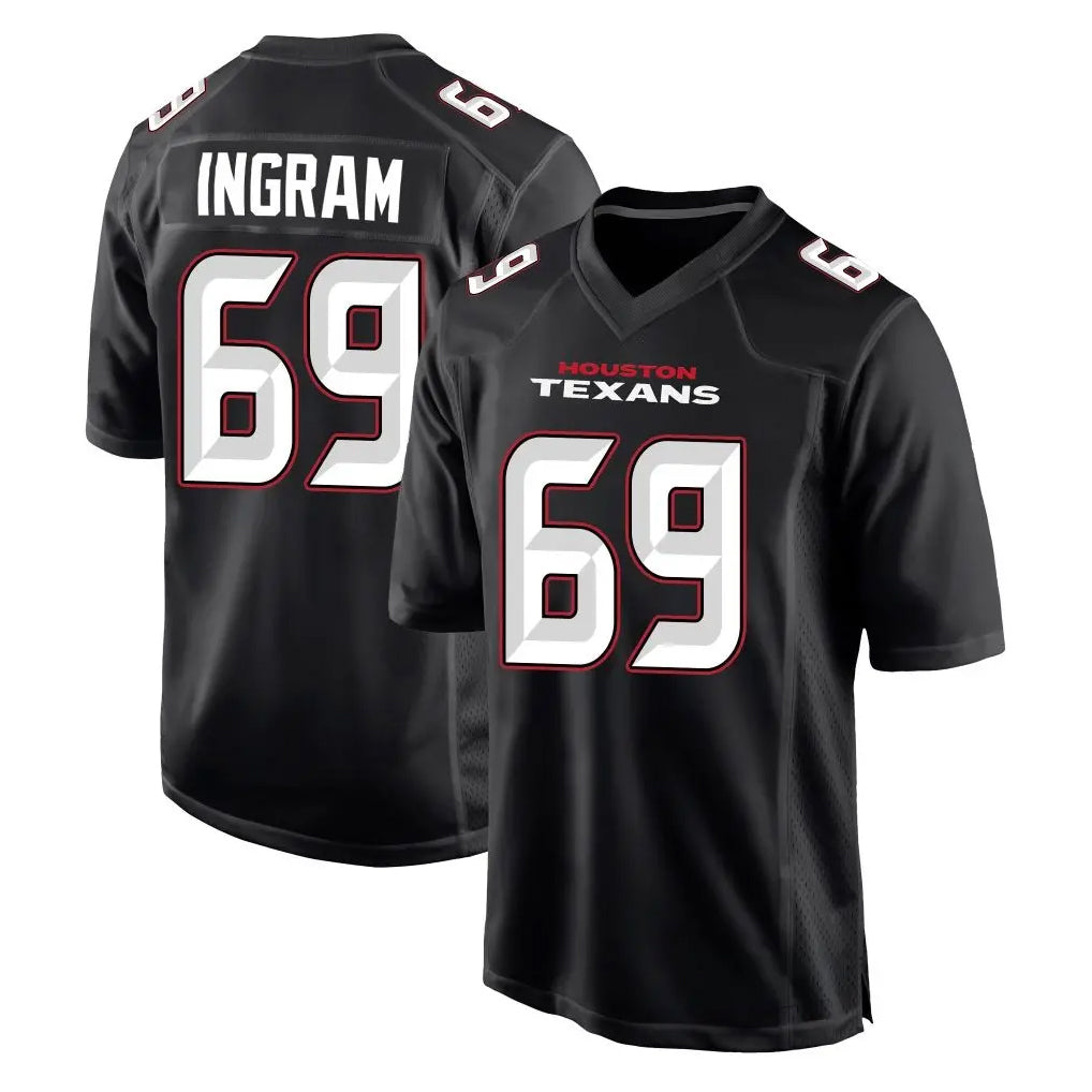 Davalo H.Texans #69 Ed Ingram Player Carbon Black Fashion Home Game Stitched Jerseys