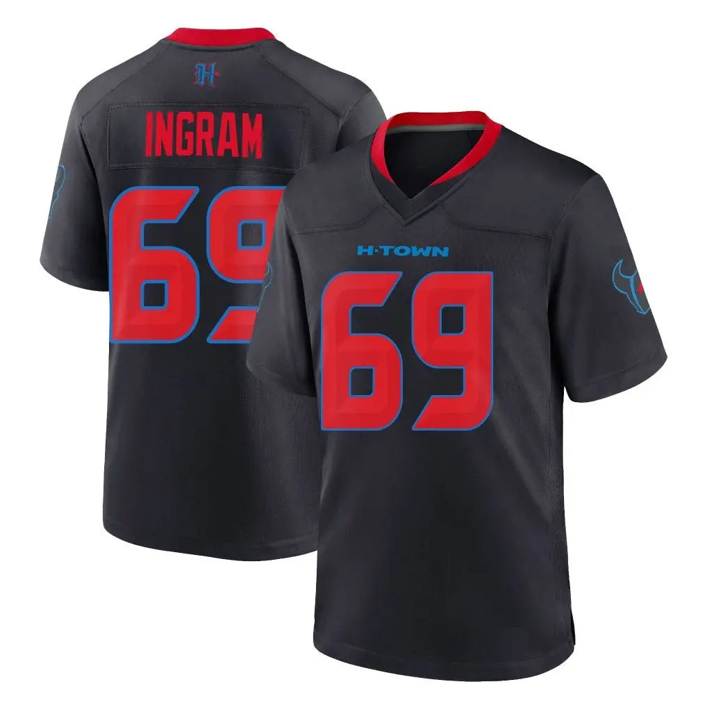 Davalo H.Texans #69 Ed Ingram Player Navy 2nd Alternate Home Game Stitched Jerseys
