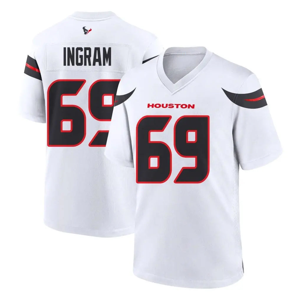 Davalo H.Texans #69 Ed Ingram Player White Home Game Stitched Jerseys