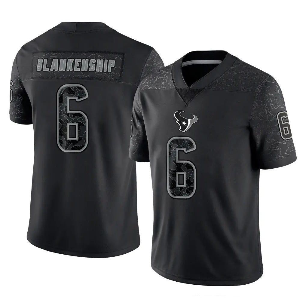 Davalo H.Texans #6 Reed Blankenship Player Black Reflective Limited Game Stitched Jerseys