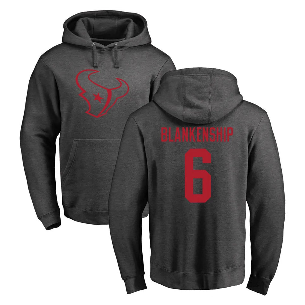 Davalo H.Texans #6 Reed Blankenship Player Gray Pro Line Pullover Hoodie Limited Game Stitched Jerseys