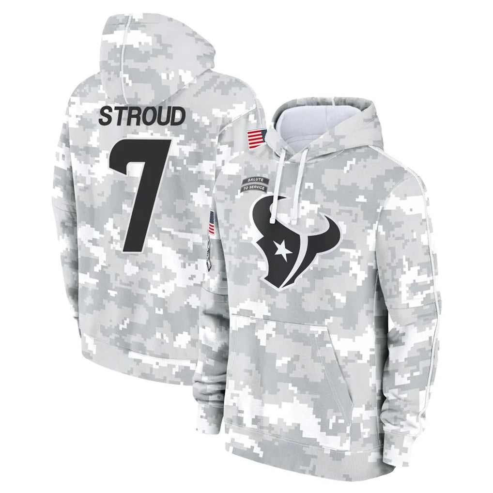 Davalo H.Texans #7 CJ Stroud Player Arctic Camo Salute to Service Hoodies Limited Game Stitched Jerseys
