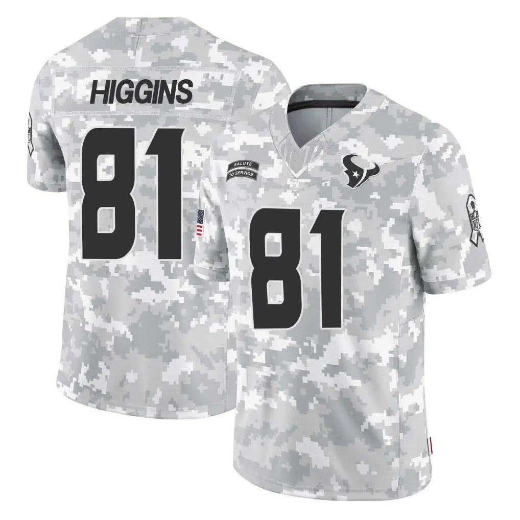 Davalo H.Texans #81 Jayden Higgins Player Arctic Camo Salute To Service Limited Game Stitched Jerseys