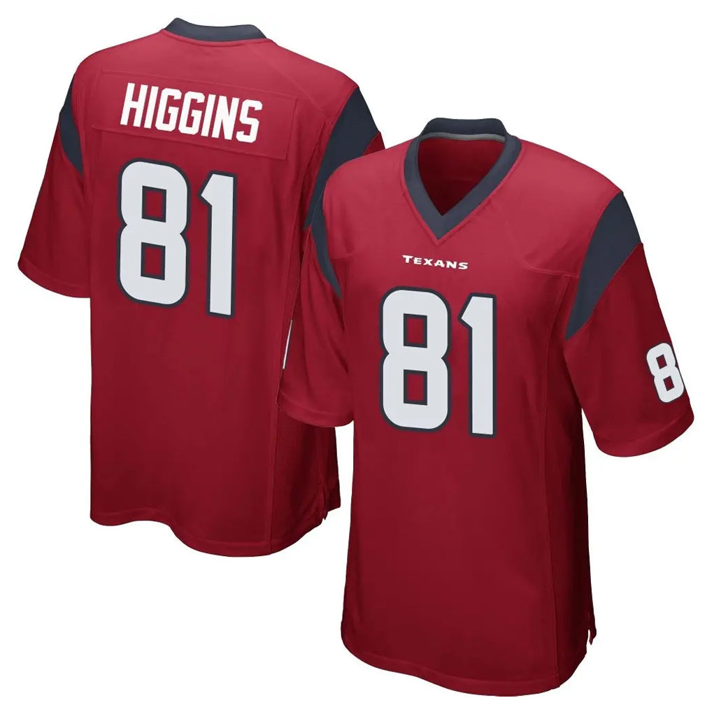 Davalo H.Texans #81 Jayden Higgins Player Red Home Game Stitched Jerseys