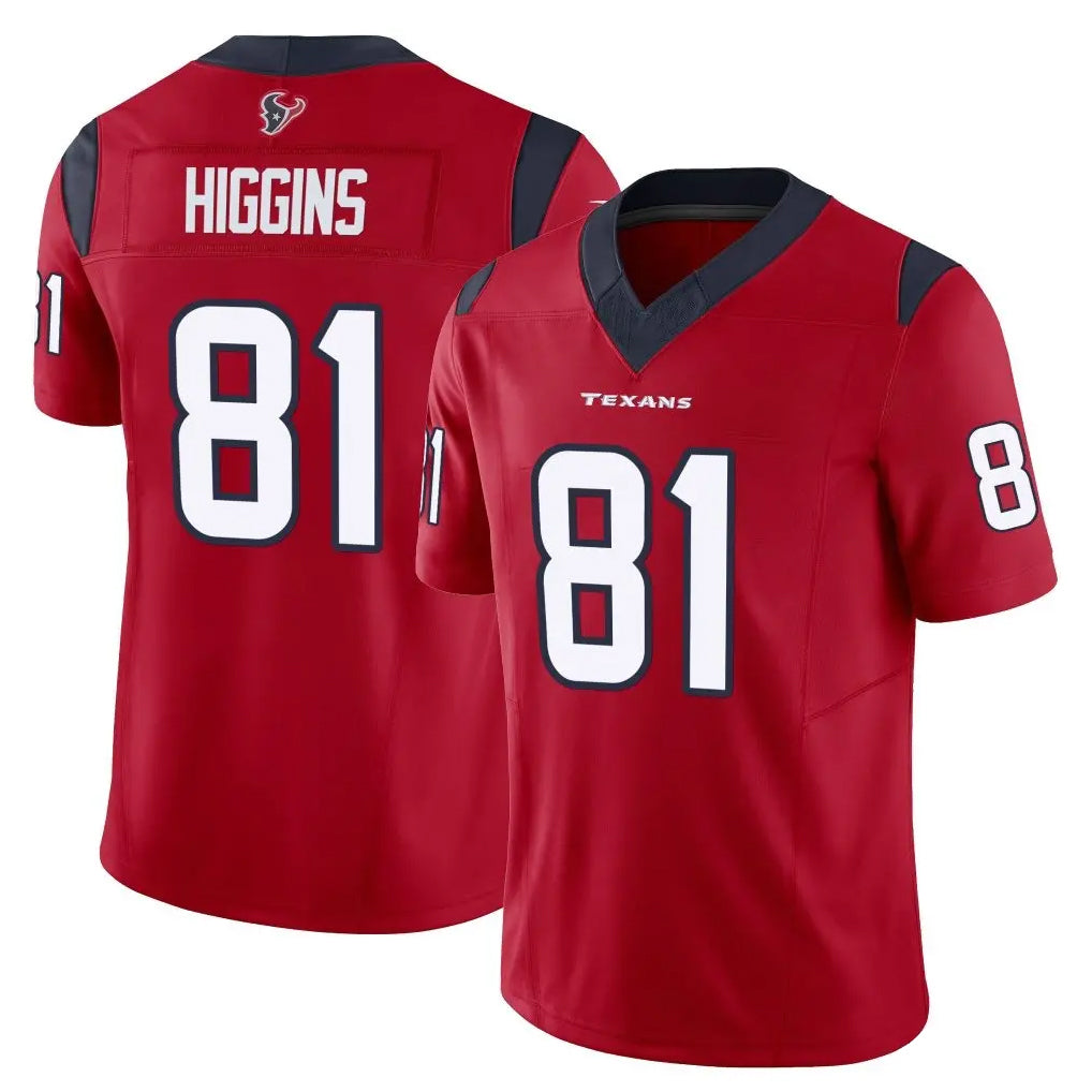 Davalo H.Texans #81 Jayden Higgins Player Red Limited Vapor F.U.S.E. Home Game Stitched Jerseys