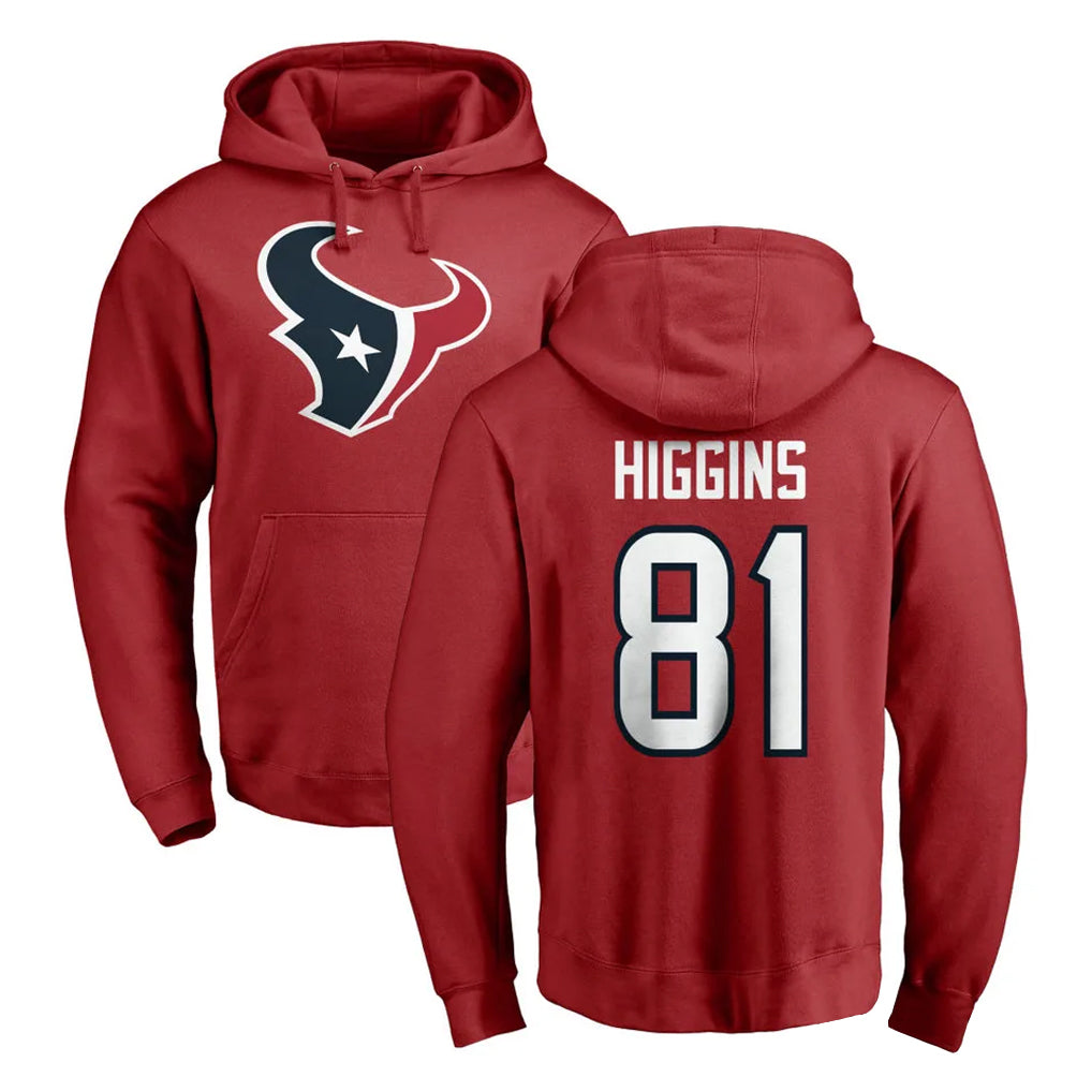 Davalo H.Texans #81 Jayden Higgins Player Red Pro Line Pullover Hoodie Limited Game Stitched Jerseys