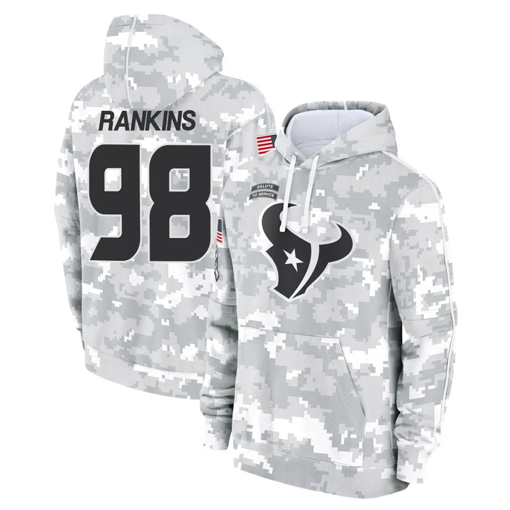 Davalo H.Texans #98 Sheldon Rankins Player Arctic Camo Salute to Service Hoodies Limited Game Stitched Jerseys