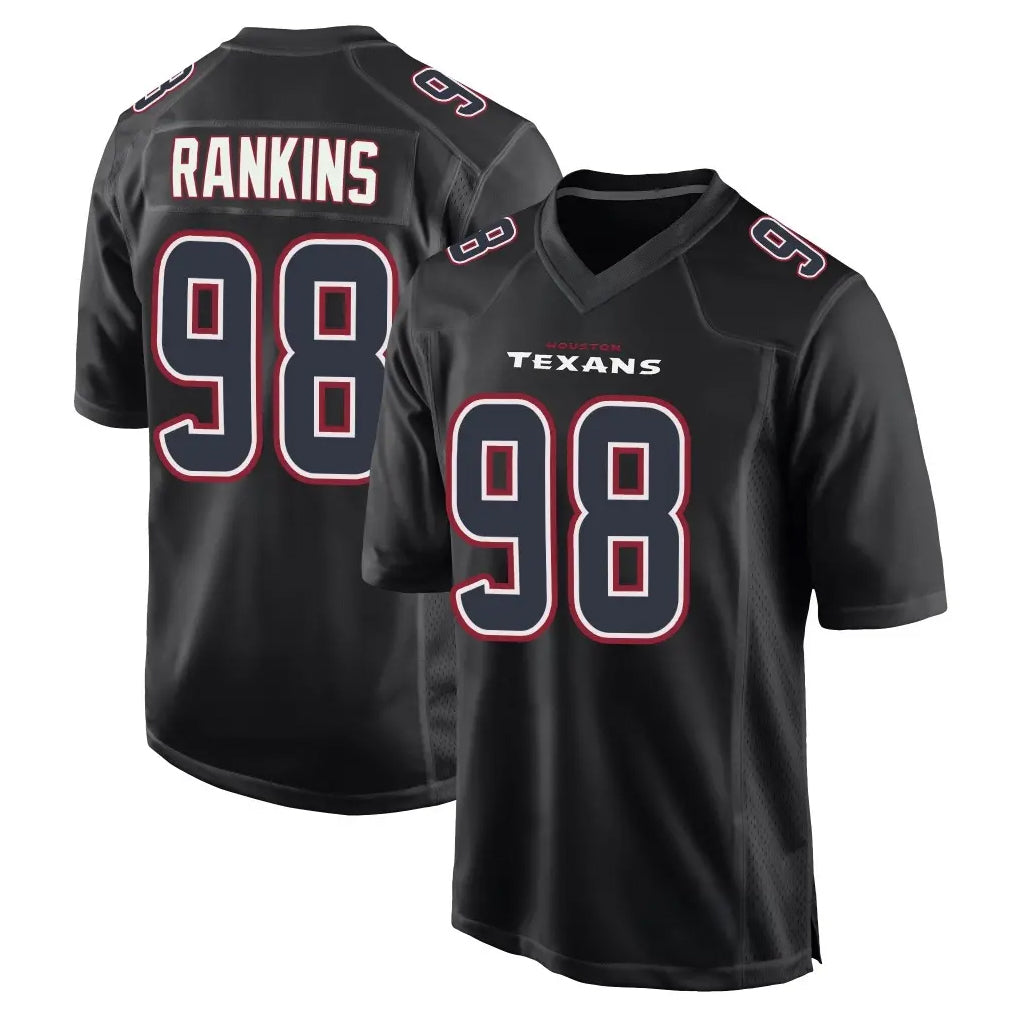 Davalo H.Texans #98 Sheldon Rankins Player Black Fashion Home Game Stitched Jerseys