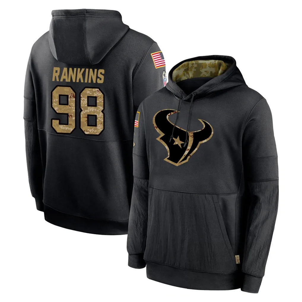 Davalo H.Texans #98 Sheldon Rankins Player Black Salute to Service Hoodies Limited Game Stitched Jerseys