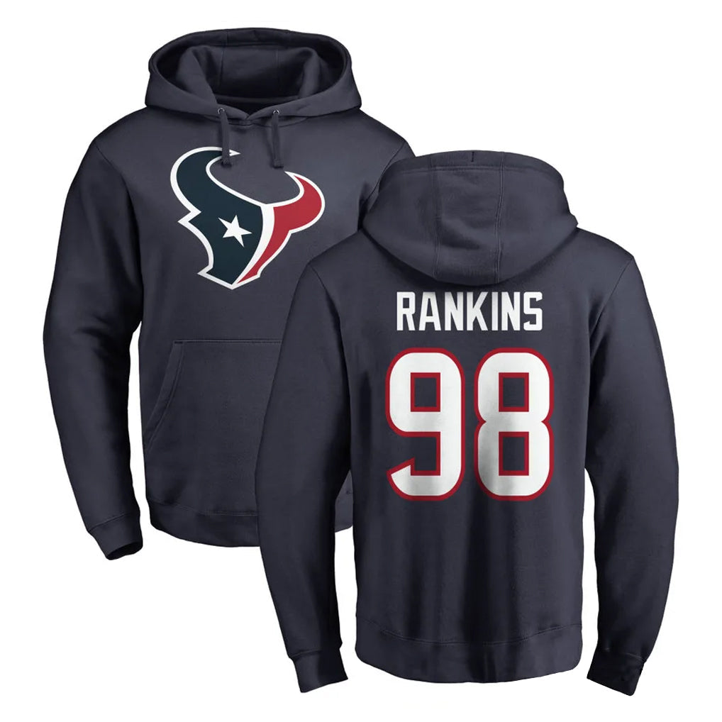 Davalo H.Texans #98 Sheldon Rankins Player Navy Pro Line Pullover Hoodie Limited Game Stitched Jerseys
