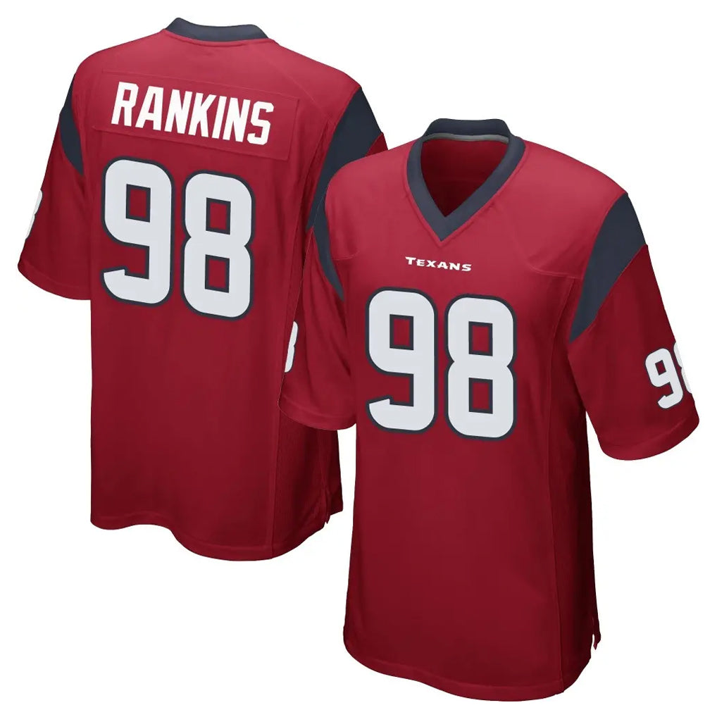 Davalo H.Texans #98 Sheldon Rankins Player Red Home Game Stitched Jerseys