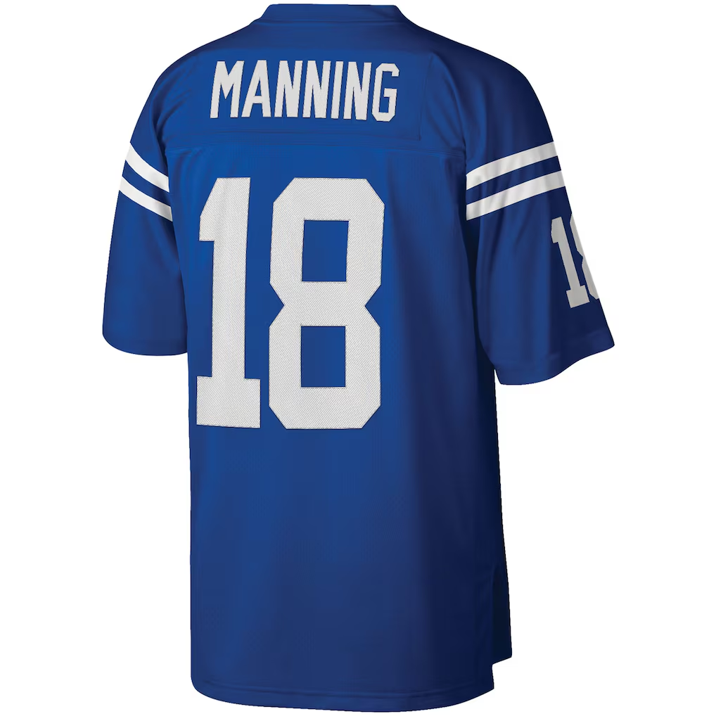 Davalo IN.Colts #18 Peyton Manning Mitchell & Ness Royal Big & Tall 1998 Retired Player Replica Stitched Puhic  Jersey