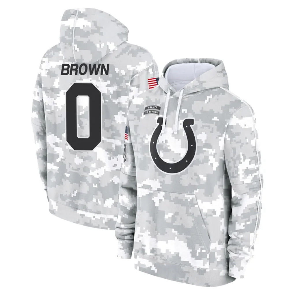 Davalo IN.Colts #0 Pharaoh Brown Player Arctic Camo Salute to Service Hoodies Limited Game Stitched Jerseys