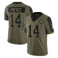 Davalo IN.Colts #14 Alec Pierce Player Olive Salute To Service Limited Game Stitched Jerseys