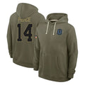 Davalo IN.Colts #14 Alec Pierce Player Olive Salute to Service Pullover Hoodies Limited Stitched Jerseys
