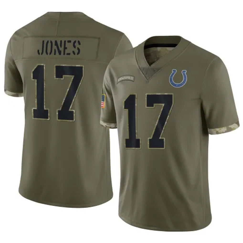 Davalo IN.Colts #17 Daniel Jones Player Salute to Service Olive Stitched Jerseys