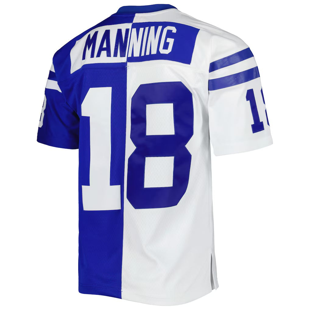 Davalo IN.Colts #18 Peyton Manning Mitchell & Ness Royal-White Split Legacy Replica Stitched Jerseys
