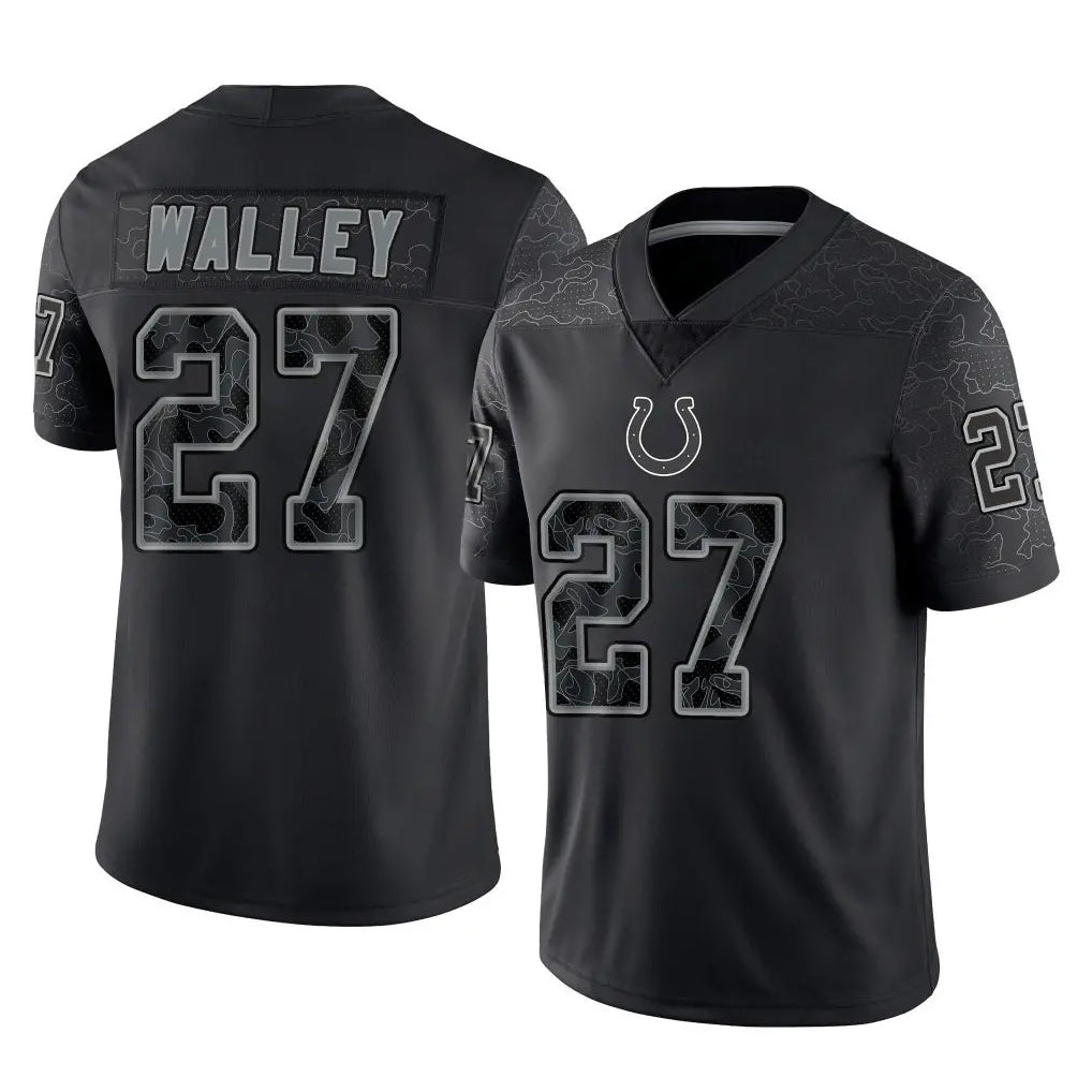 Davalo IN.Colts #27 Justin Walley Player Black Reflective Limited Game Stitched Jerseys