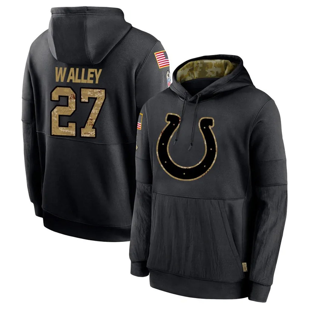 Davalo IN.Colts #27 Justin Walley Player Black Salute to Service Hoodies Limited Game Stitched Jerseys