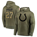 Davalo IN.Colts #27 Justin Walley Player Olive Salute to Service Pullover Hoodies Home Game Stitched Jerseys